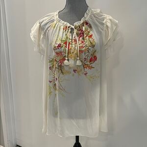Rose & Olive Orange Puff Sleeve Tie Front Blouse